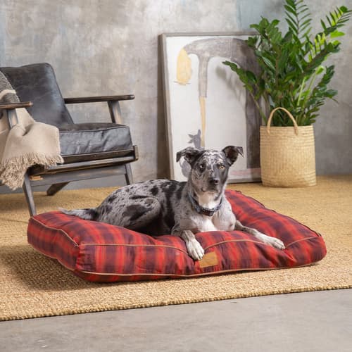 RED PLAID PETNAPPER DOG BED view 1