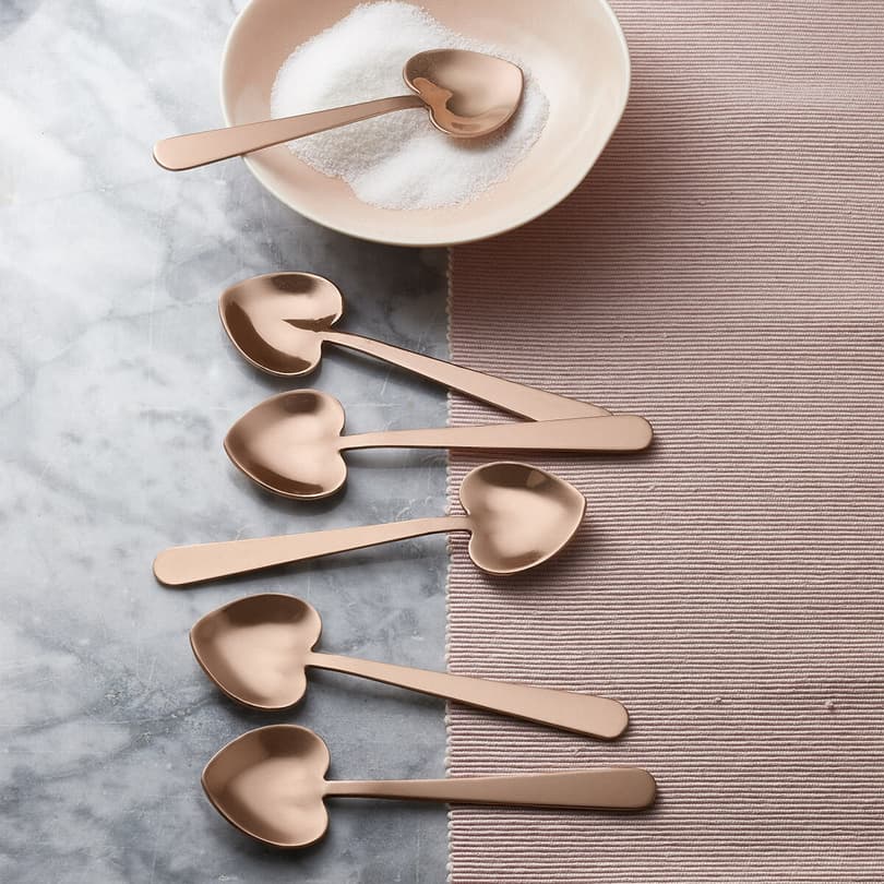 HEART-SHAPED COPPER SPOONS, SET OF 6 view 1