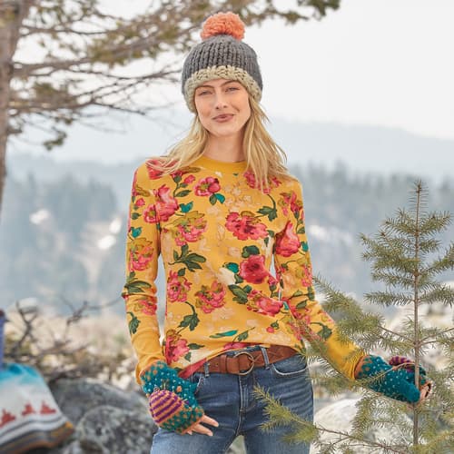 New! Medium Sundance Catalog Before + Again Pink Floral Waffle Thermal Top  - Gaia – Case in legno