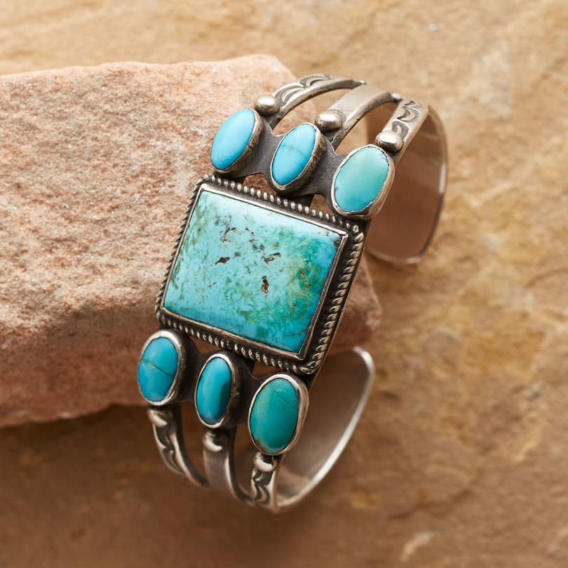 1920'S BLUE GEM TURQUOISE CUFF view 1