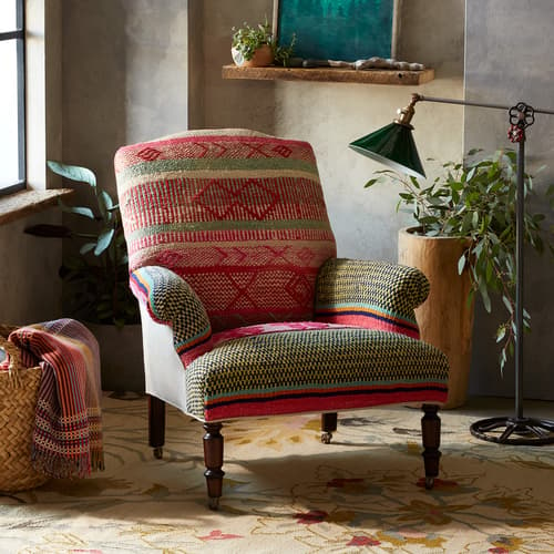 Kilim upholstered online club chair