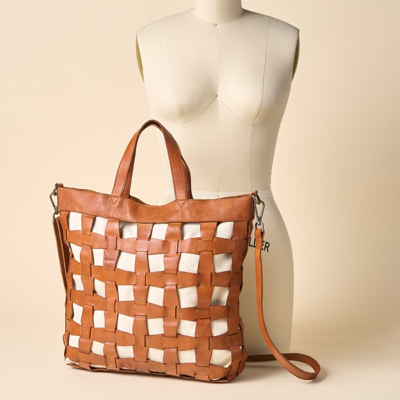 Whitney large woven discount leather convertible shoulder bag