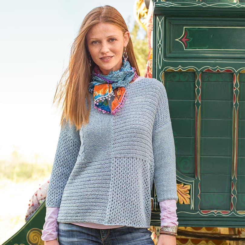 PATCHWORK STITCHES PULLOVER view 1 BLUE