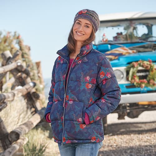 KIMMY PUFFER COAT PETITE view 1 NAVYFLORAL