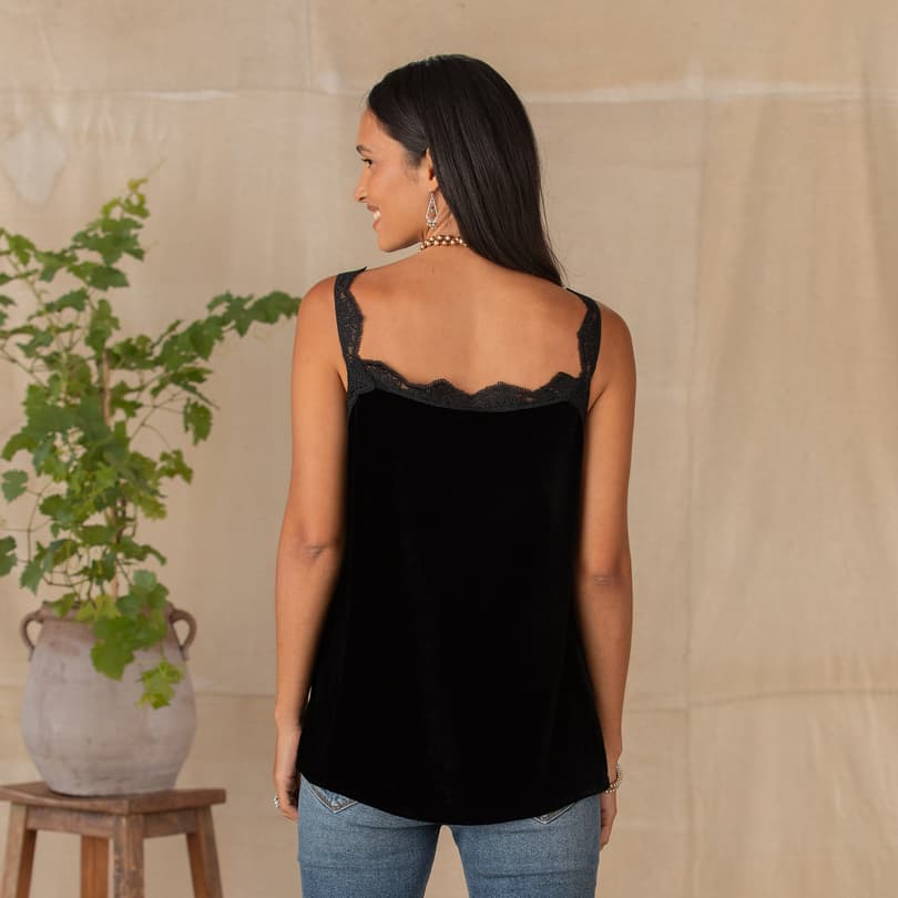 Black Velvet Cami with Lace Detail – The Red Raccoon