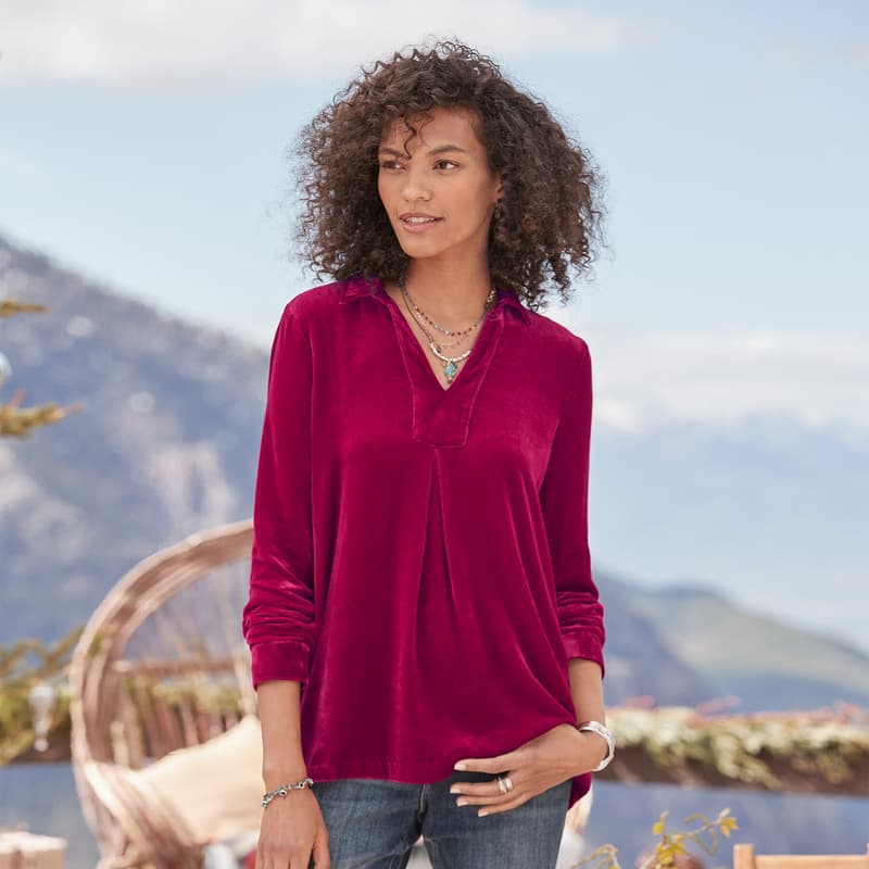 Soft Surroundings Size XL Red Velour Top – The Exchange