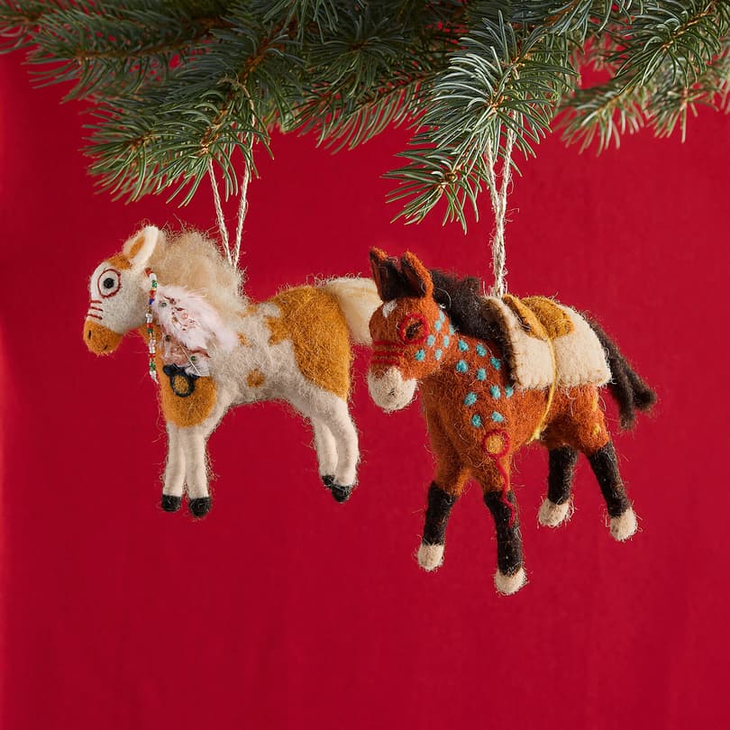 PAINTED PONY ORNAMENTS, SET OF 2 view 1