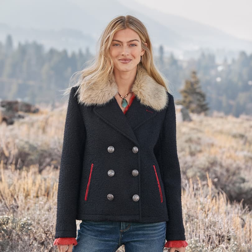 Womens peacoat hot sale with fur