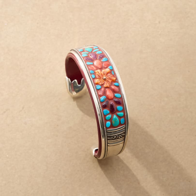 Floral Inlay Cuff View 1