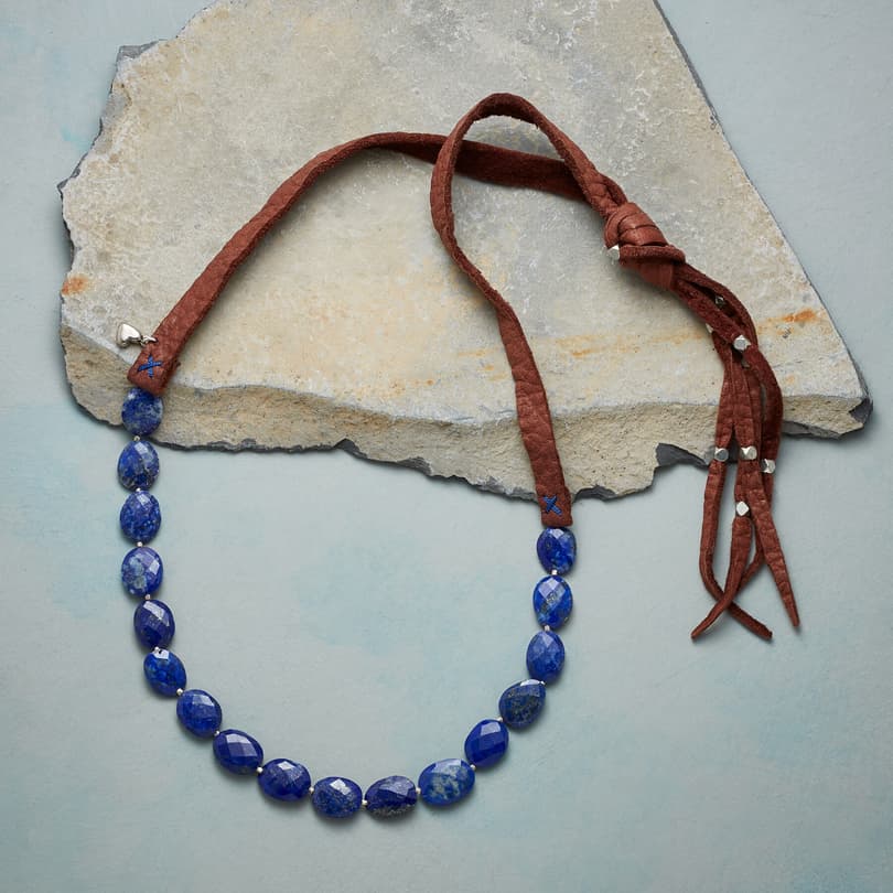 LAPIS ON LEATHER NECKLACE view 1