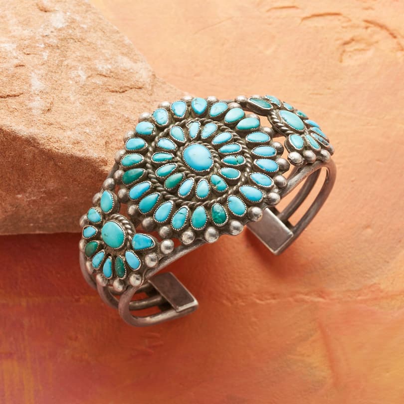 1950S PETIT POINT TURQUOISE CUFF view 1