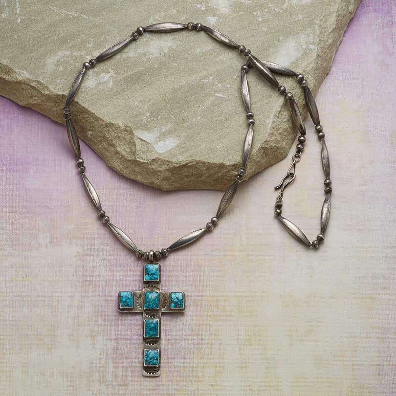 LONE MOUNTAIN TURQUOISE CROSS NECKLACE view 1