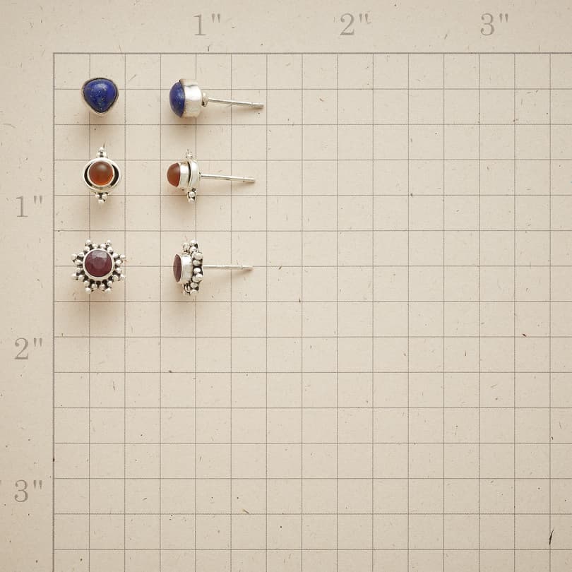EARTH, FIRE AND WATER EARRING TRIO, SET OF 3 view 