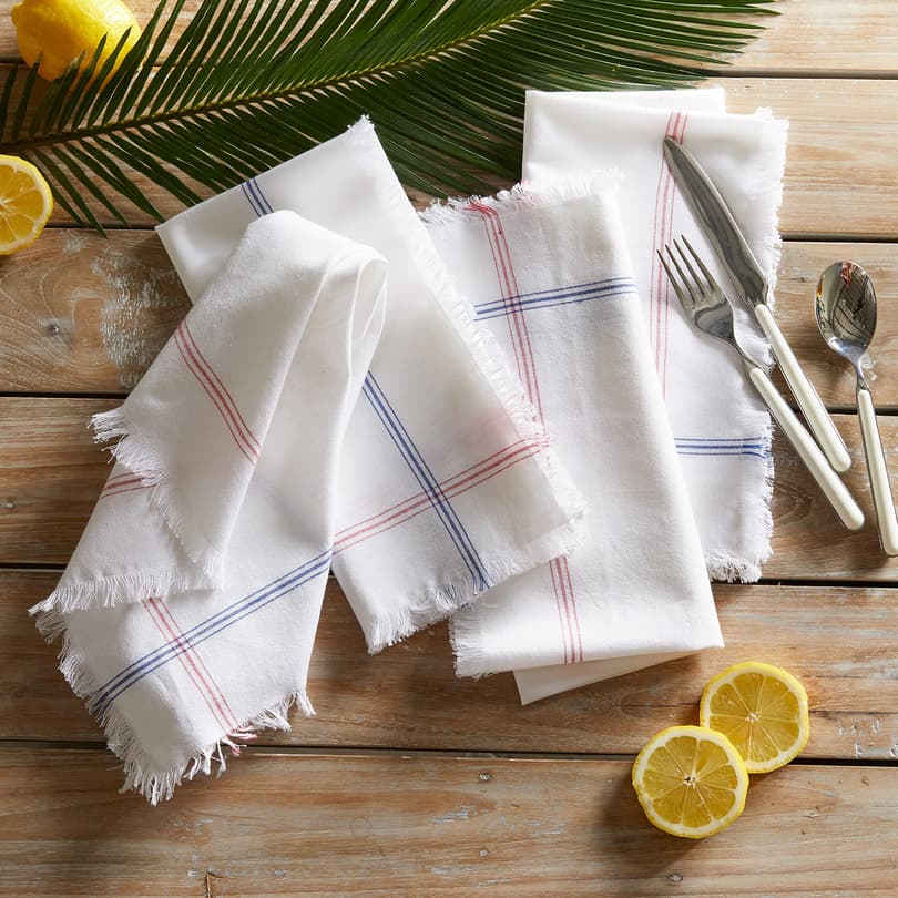 French Striped Organic Cotton Napkins - Set of 4