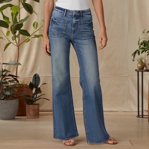 RDNW09 - High Waisted Wide Leg Denim Jean