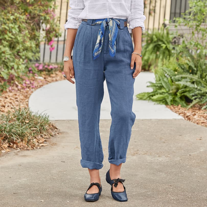 Adelaide Linen Pants - Petites View 7Indigo