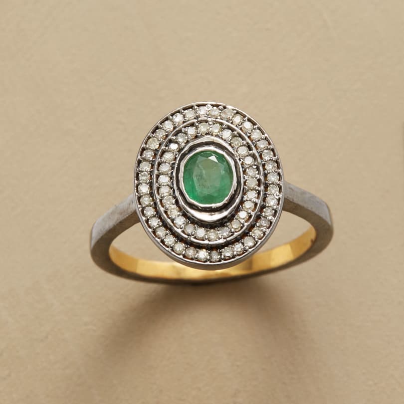HOVERING EMERALD RING view 1
