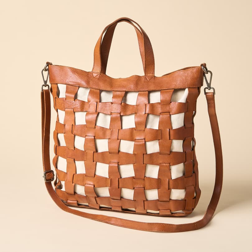 Wide Weave Leather Basket