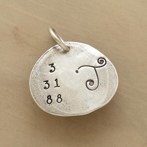 STERLING SILVER DATE AND INITIAL CHARM view 1
