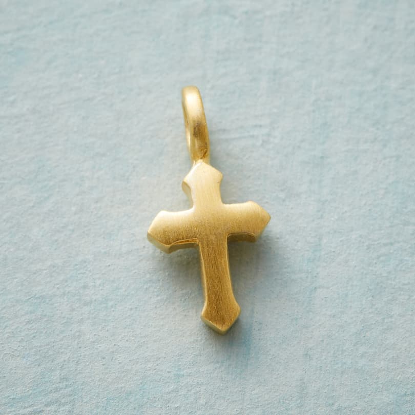CHARMED GOLD PLATE CROSS view 1