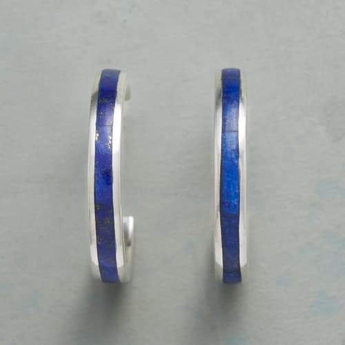 LINE OF LAPIS HOOP EARRINGS view 1