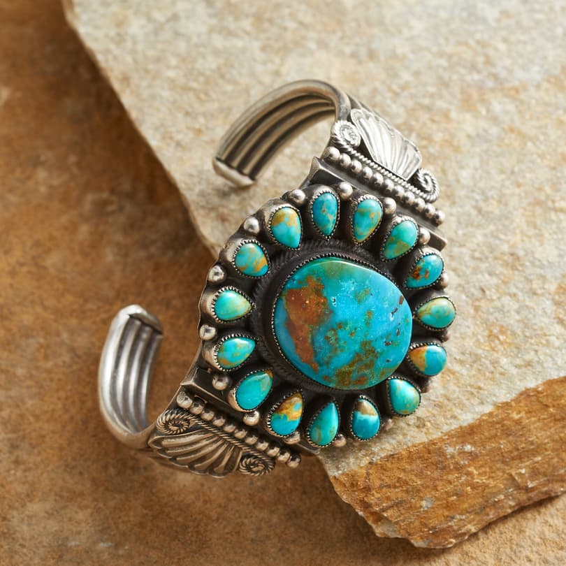 TURQUOISE ROSETTE CUFF view 1