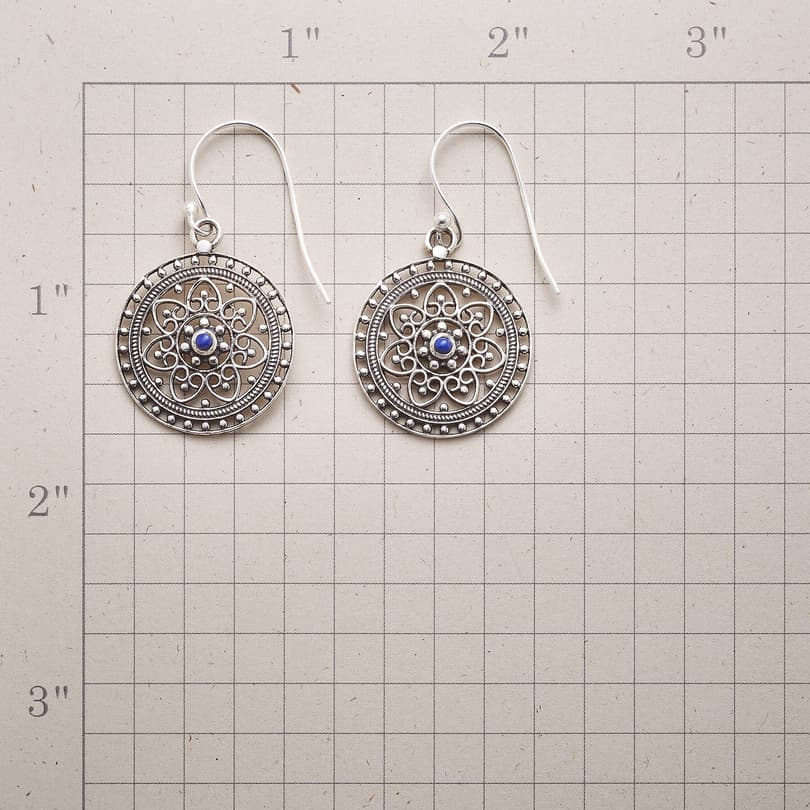 SILVER &amp; BLUE FILIGREE EARRINGS view 1