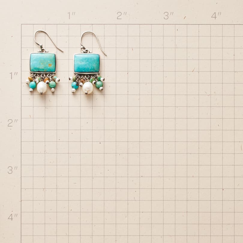 Frilled Turquoise Earrings View 2