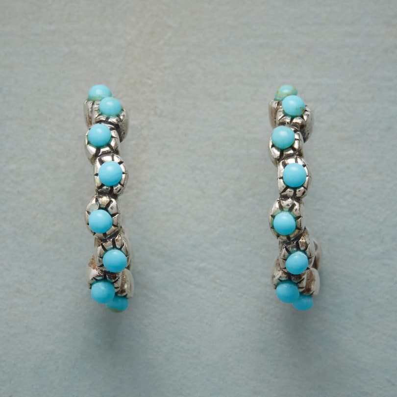 TURQUOISE FILIGREE HOOP EARRINGS view 1