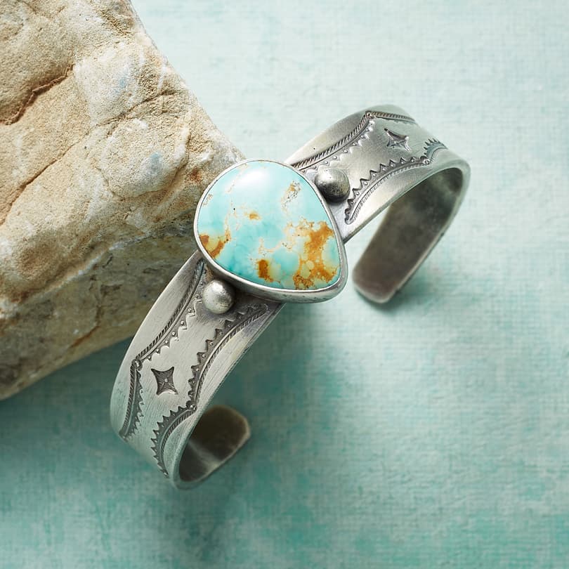 STAMPED TURQUOISE CUFF view 1