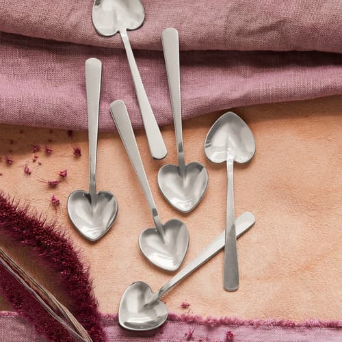 HEART-SHAPED SILVER SPOONS, SET OF 6 view 1