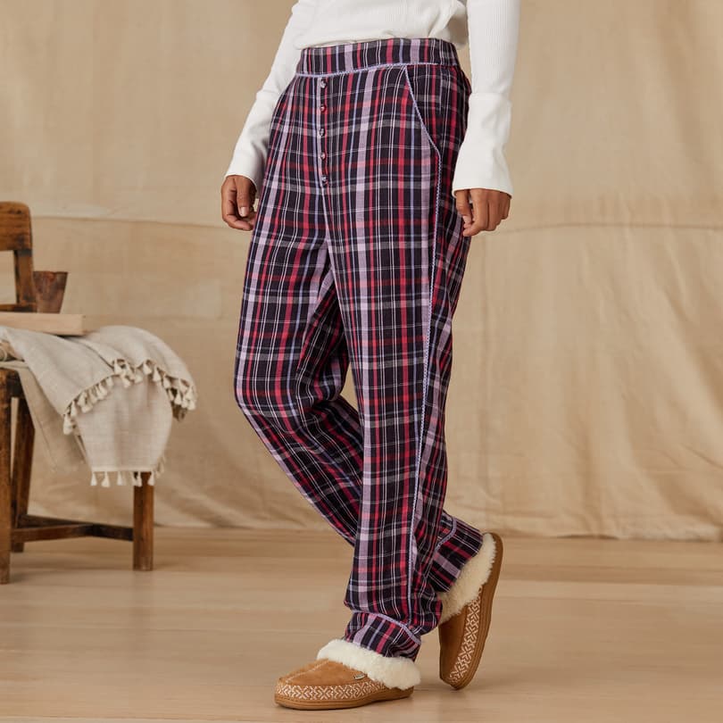 Ladies Pyjamas lounge pants brushed cotton cuff and pocket bottoms