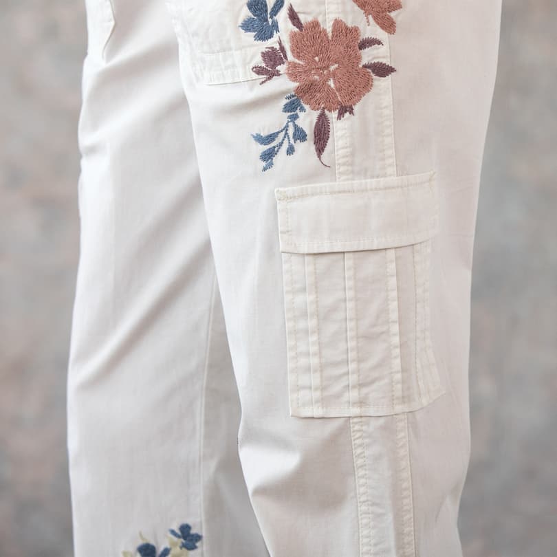 BLOOM EMBROIDERED CARGO PANTS view 4