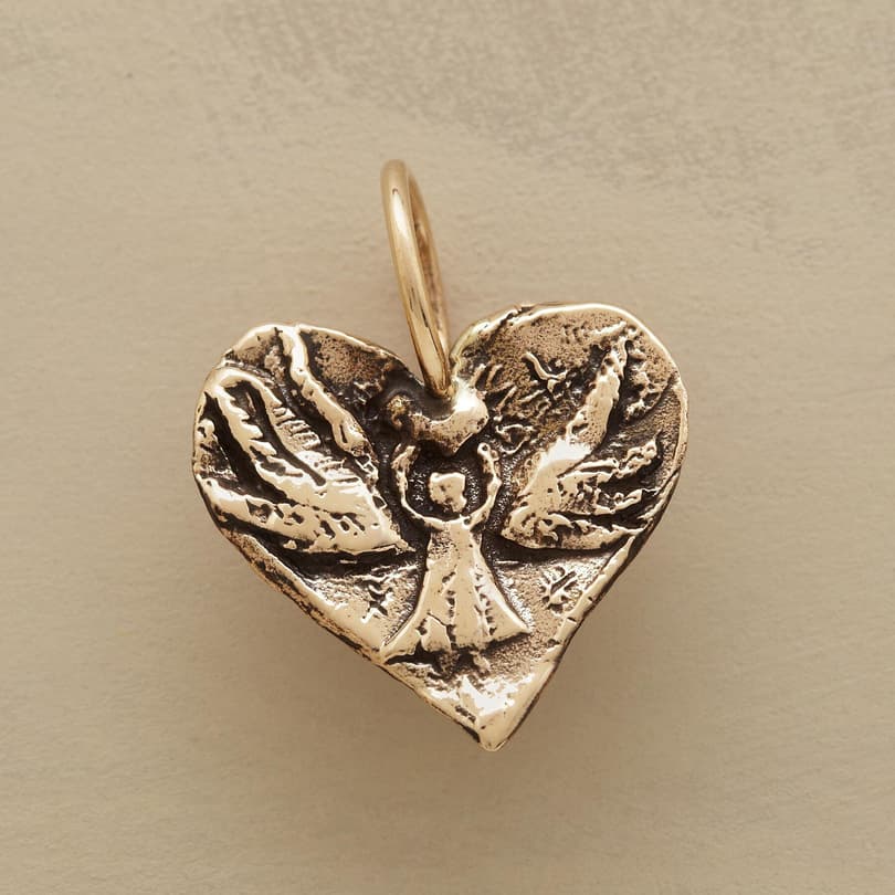 GOLD ANGEL HEART CHARM view 1