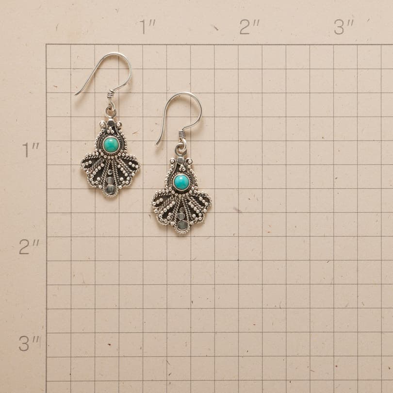 Turquoise Tailfeather Earrings View 2