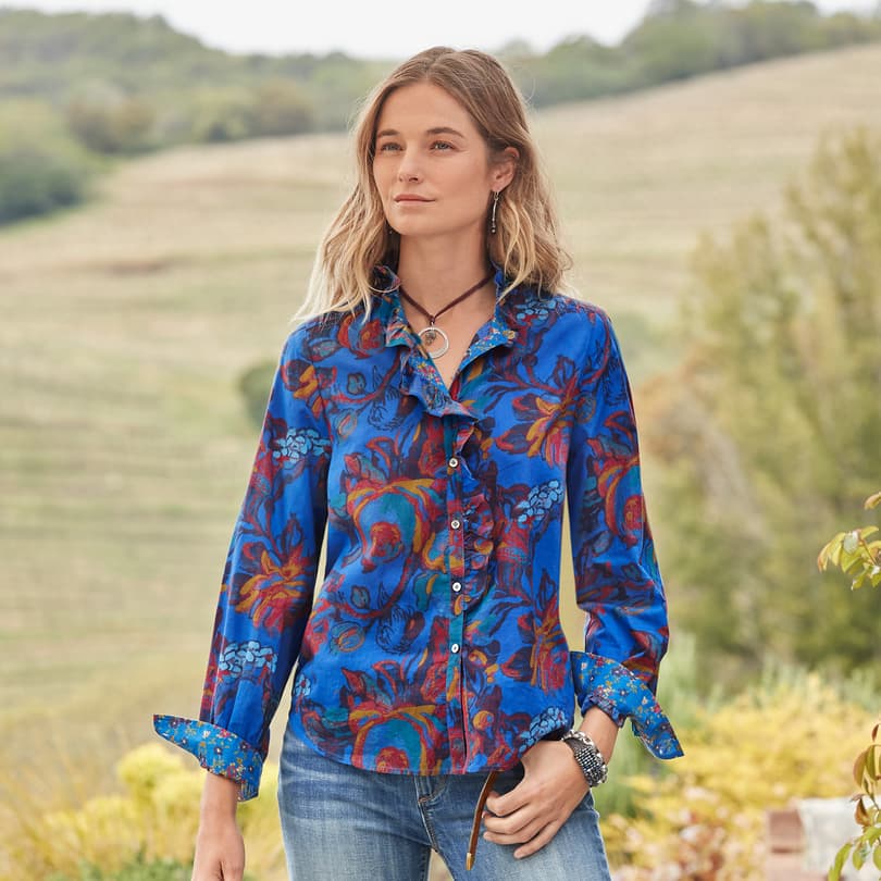 Sundance, Tops, Sundance Bayberry Blue Floral Long Sleeve Thermal Top