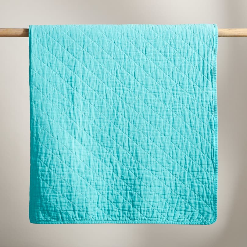 QUILTED THROW - AQUA view 1