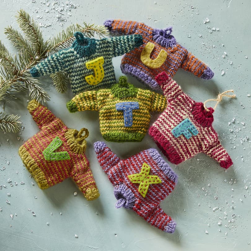 STRIPED LETTER SWEATER ORNAMENTS view 1