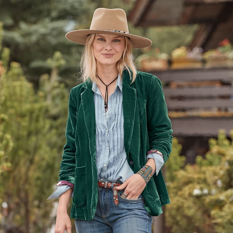 BEAU VELVET BLAZER - PETITES view 1