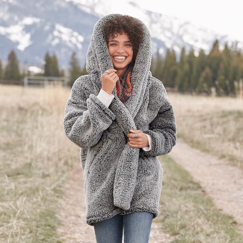 Grey and shop white sherpa jacket