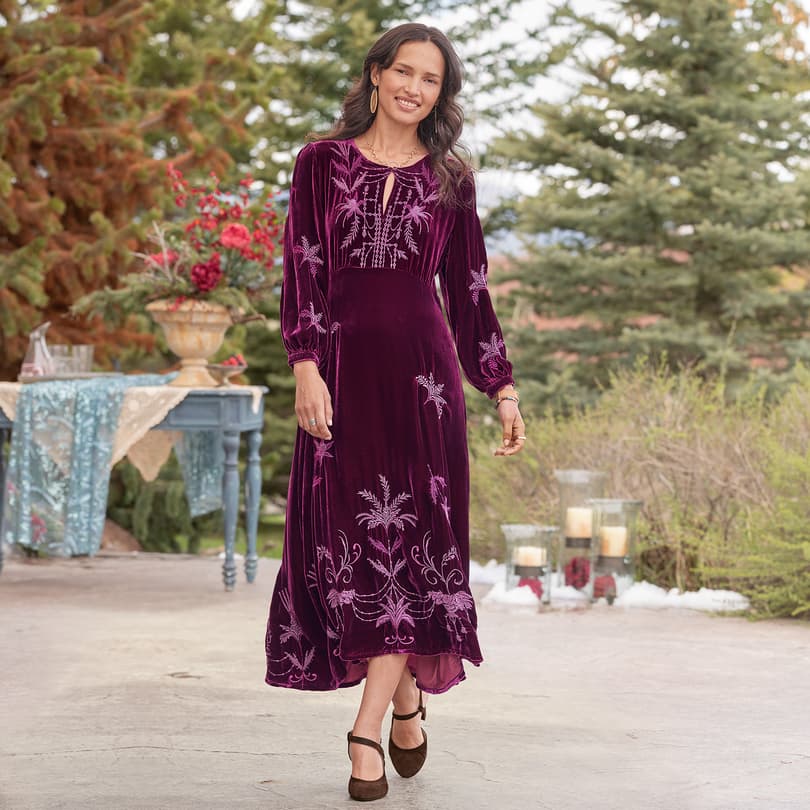 Eggplant velvet cheap dress