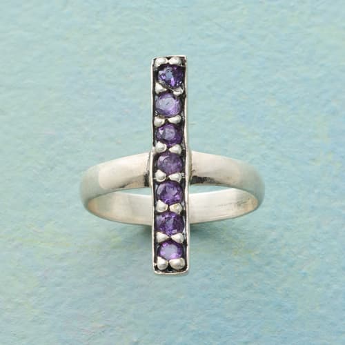 Amethyst Column Ring View 1