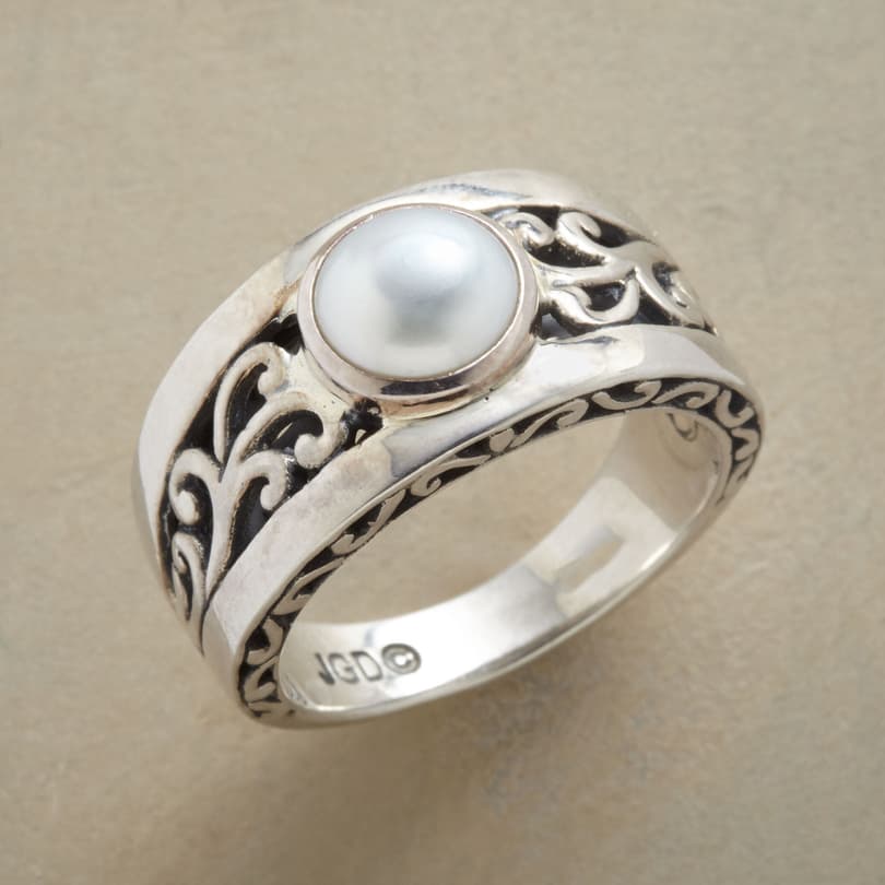PEARL SCROLLWORK RING view 1
