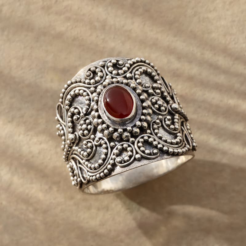 Carnelian Cigar Band Ring View 1