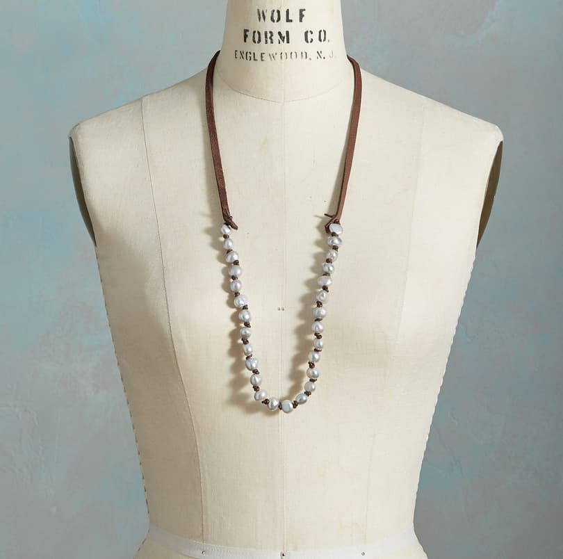 KNOTTED GRAY PEARL NECKLACE view 2