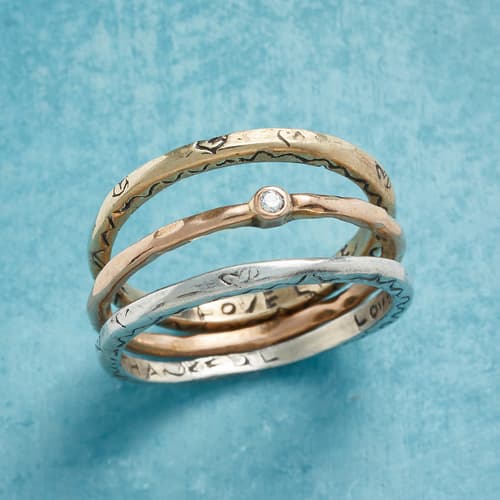 LOVE AND GRATITUDE RINGS, SET OF 3 view 1