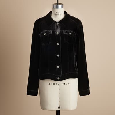 Black velvet jean jacket sale