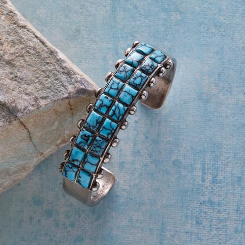 1940S MATRIXED TURQUOISE CUFF view 1