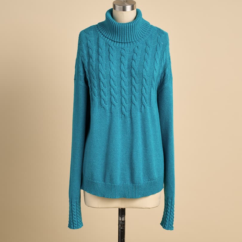 Seattle Teal | Fuzzy Knit Turtleneck Sweater