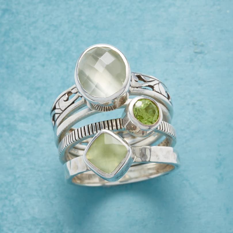 SEA OF GREEN STACKING RINGS view 1